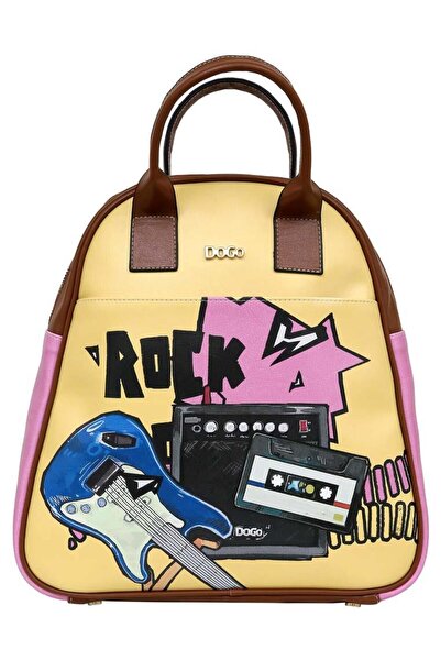 Dogo Women's Vegan Leather Yellow Backpack - Rock on Design