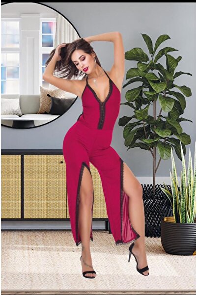 IZABEL Lingerie جمبسوت نسائي باللون الفوشيا مقاس S/M-L/XL بفتحة رقبة عميقة عل...