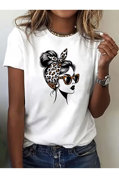WOODROFFE Women's Leopard Bandana Printed Oversize T-Shirt Loose Fit