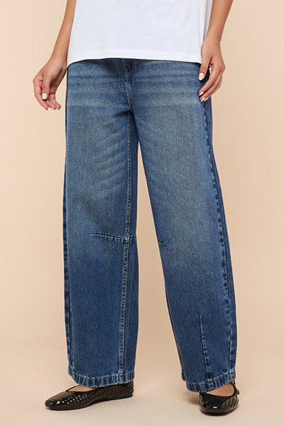 R&B Faded Baggy Jeans with Button Closure