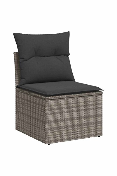 vidaxl Garden sofa without armrests, with cushions, grey, polyrattan