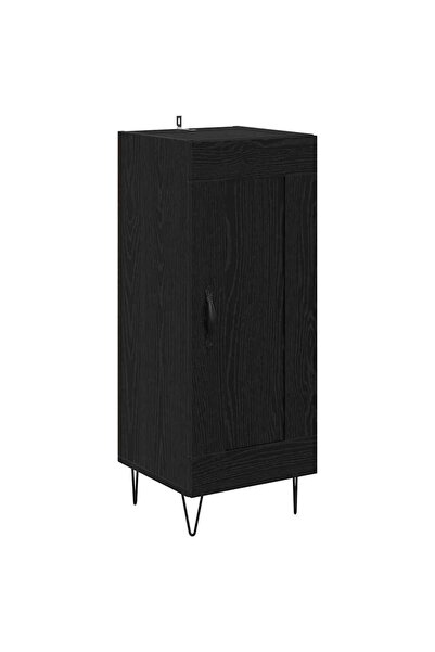 vidaxl Bufet Stejar Negru 34,5 x 34 x 90 cm Lemn Ingineresc și Fier