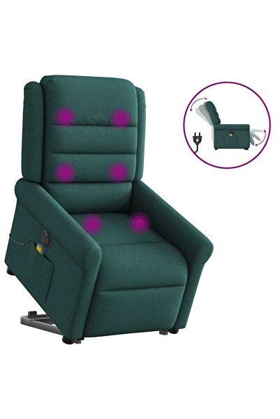 vidaxl Fotoliu electric masaj rabatabil / ridicare verde închis textil