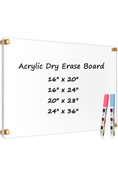 Slasa Transparent Acrylic Marker Board 30.5x35.6cm Wall Mounted Reminder Panel