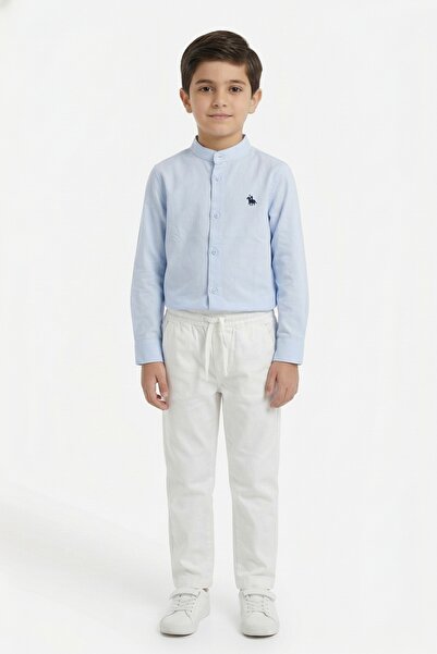 Toontoy Boys' 2-Piece Set: Stand-Up Collar Buttoned Long Sleeve Shirt - Regul...