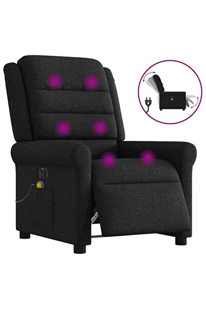 vidaxl Fotoliu electric de masaj rabatabil, negru, textil