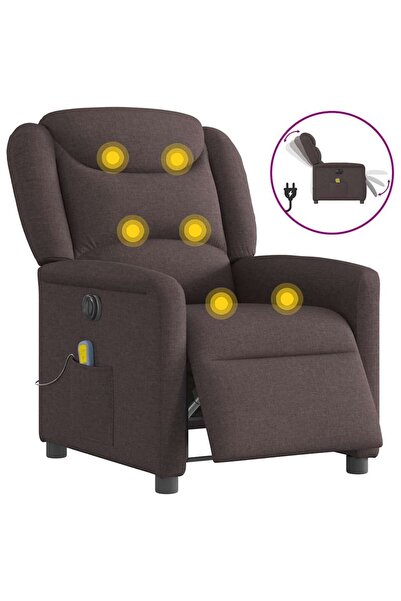 vidaxl Fotoliu electric de masaj rabatabil, maro închis, textil