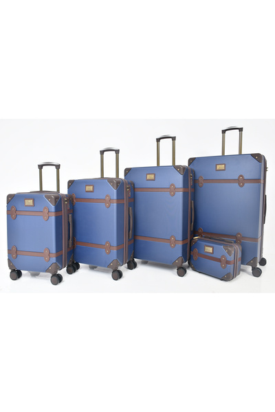 MORANO Travel Bag Classic Morano 5 Pieces Fiber Leather Luxury Bag Set (Dark ...
