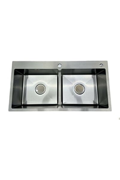 Wonderful-kitchens حوض مطبخ نانو فضي مزدوج ذو فتحتين (بدون صنبور) مقاس 88*45 سم