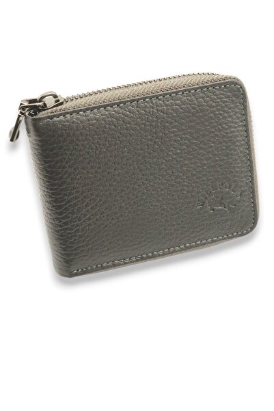 willpolo Genuine Leather Zipper Wallet Unisex Leather Wallet with Zipper Closure