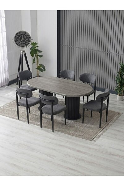 JoyMassa AURA BOHEM MASA TAKIMI 90X180 MDF MASA VE 6 ADET POLO SANDALYE