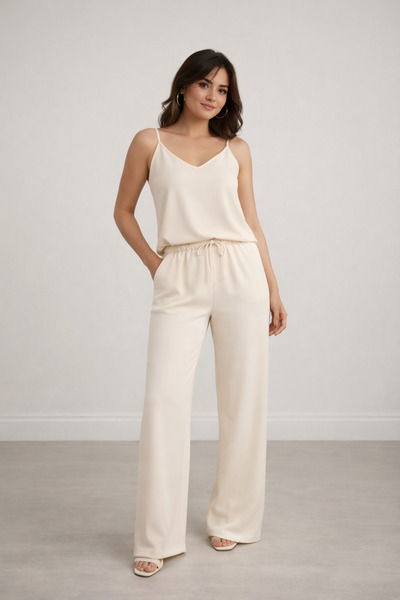 LİFERA Lycra Single Jersey Top and Bottom Set with Straps, Pocket Detail, Adj...