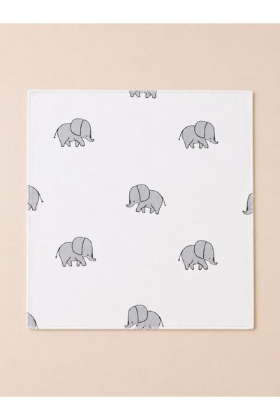 OMIYA BABY 5-Pack Mouth Wipes with Elephant Pattern 25X25 cm 100% Cotton Soft Textured Baby Wipes