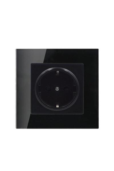 NewEra SmartHouse Priză simplă cu ramă de sticlă, neagră