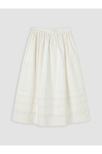 LC Waikiki White Zippered Flared Skirt