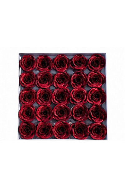 OEM Set 25 Trandafiri De Sapun Parfumati, Aspect Criogenat, 7cm Rosu Inchis