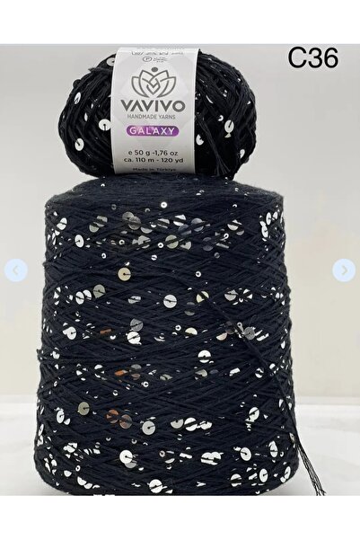 VAVIVO HANDKNITTING YARNS 50GR VAVIVO GALAXY 3+6 MM İRİ PULU PAYETLİ EL ÖRGÜ ...