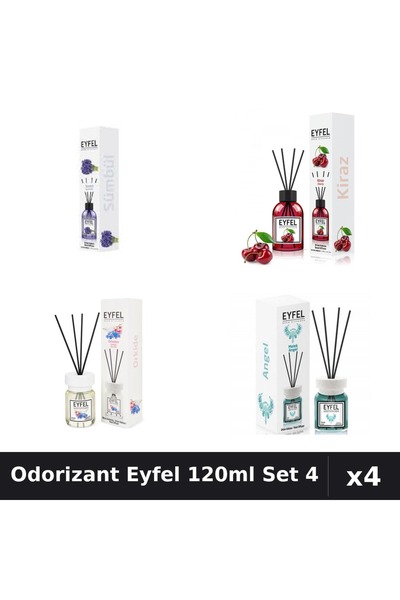 Eyfel Set 4 Odorizant Camera Betisoare 120ml - Angel, Cirese, Orhidee, Zambile