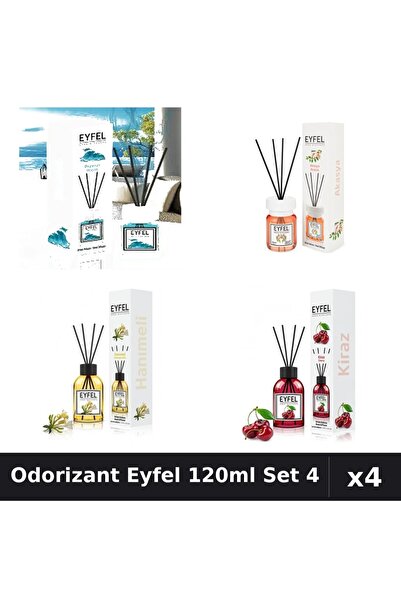 Eyfel Set 4 Odorizant Camera Betisoare 120ml - Ocean, Acacia, Cireșe, Mâna Ma...