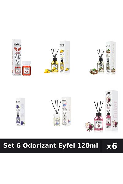 Eyfel Set 6 Odorizante Camera Betisoare, Ananas, Bouquet, Nuca De Cocos, Orhi...