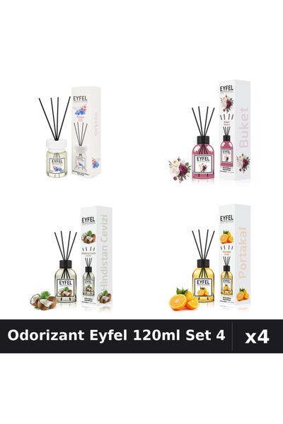 Eyfel Set 4 Odorizant Camera Betisoare 120ml - Orhidee, Bouquet, Nuca Cocos, ...