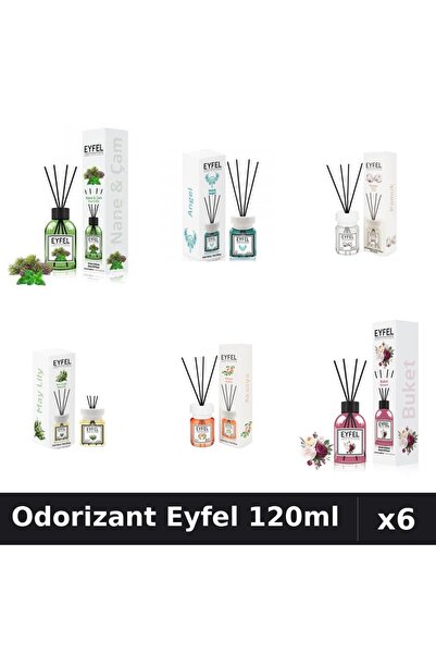 Eyfel Set 6 Odorizante Camera Betisoare 120ml - 6 Arome Asortate, Parfum Intens