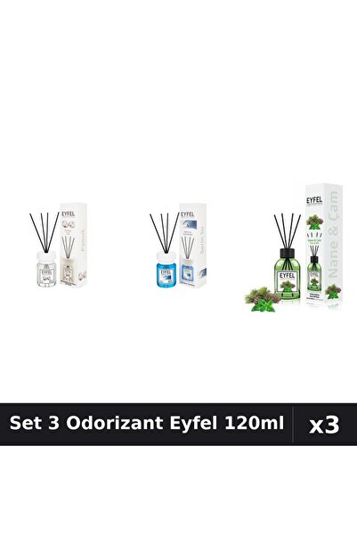 Eyfel Set 3 Odorizante Camera Betisoare, Bumbac, Cool Water, Pin Si Menta, 12...