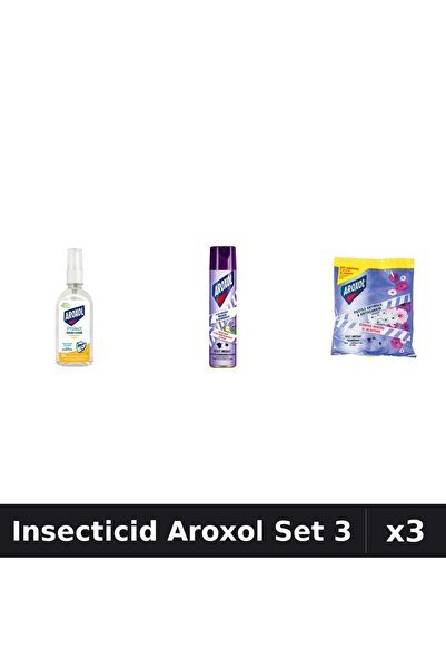 Aroxol Set 3 Insecticid - Loțiune 85ml, Spray 250ml, Spirale 20buc - Anti-Ins...