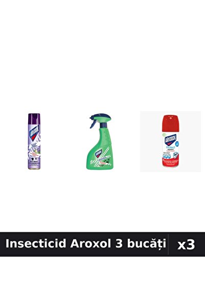 Aroxol Set 3 Spray Insecticid 100ml 250ml 400ml - Protecție Eficientă Casă