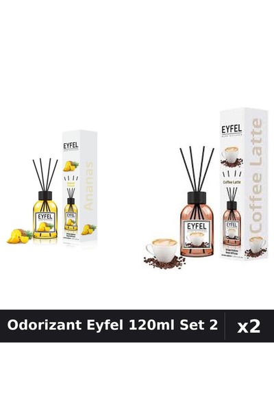 Eyfel Set 2 Odorizant Camera Betisoare 120ml - Ananas, Cafea - Parfum Intens