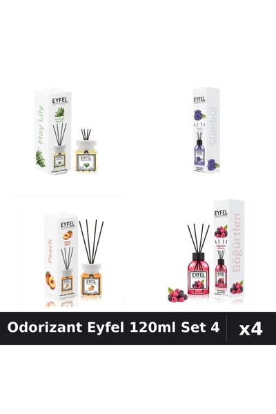 Eyfel Set 4 Odorizant Camera Betisoare 120ml - Lacramioare, Zambile, Piersica...
