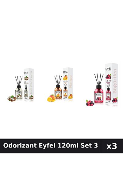 Eyfel Set 3 Odorizant Camera Betisoare 120ml - Nuca Cocos, Mango, Fructe Padure