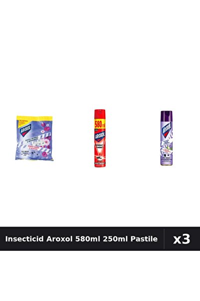Aroxol Set 3 Spray Insecticid 580ml + 250ml + Pastile 20buc - Protectie Gandaci