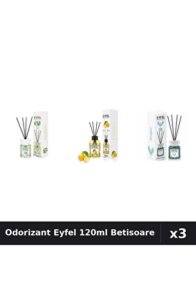 Eyfel Set 3 Odorizant Camera Betisoare 120ml - Iasomie, Lamaie, Angel