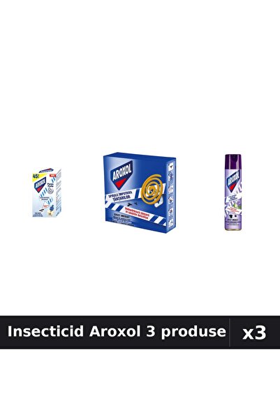 Aroxol Set 3 Insecticid - Aparat Electric, Pastile 10buc, Spray 250ml - Prote...