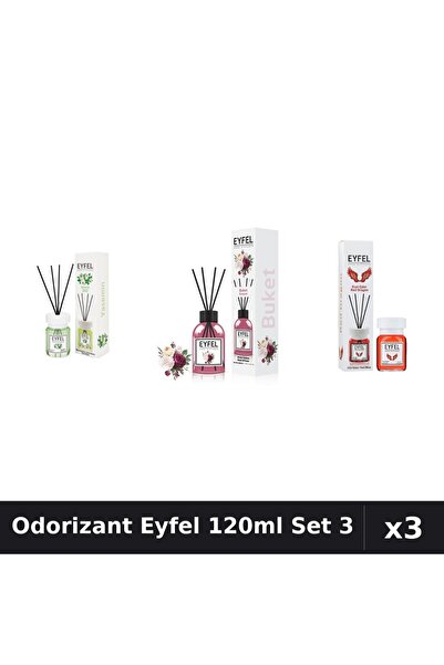 Eyfel Set 3 Odorizant Camera Betisoare 120ml - Iasomie, Bouquet, Red Dragon