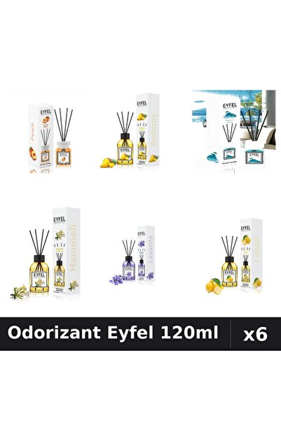 Eyfel Top Bottom Set of 6 Room Air Fresheners with Sticks 120ml - 6 Assorted ...