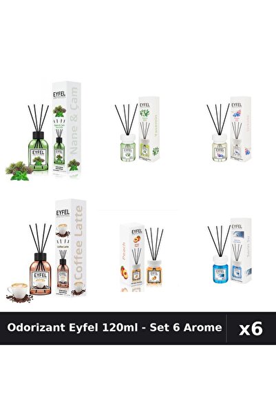 Eyfel Set 6 Odorizante Camera Betisoare 120ml - 6 Arome: Pin, Iasomie, Orhide...