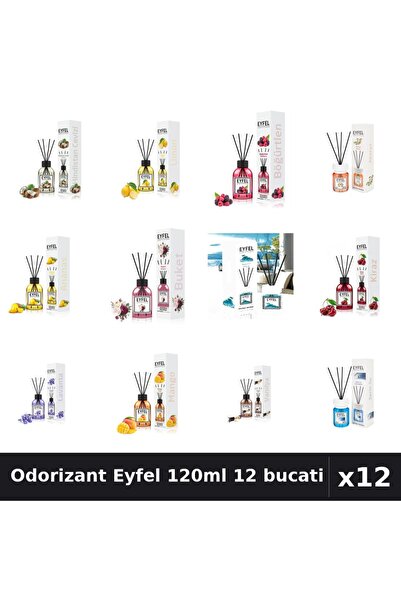 Eyfel Set 12 Odorizante Camera Betisoare 120ml - 12 Arome Asortate, Parfum In...
