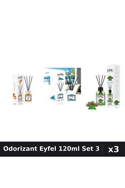 Eyfel Set 3 Odorizant Camera Betisoare 120ml - Ocean, Piersică, Pin Mentă