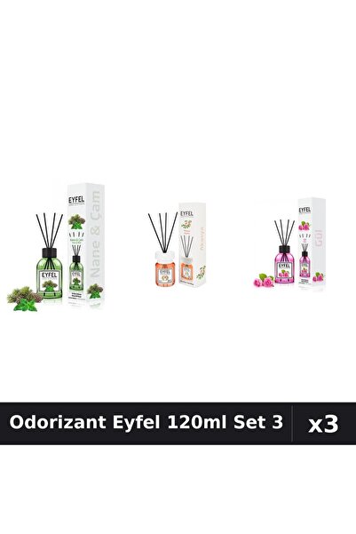 Eyfel Set 3 Odorizant Camera Betisoare 120ml - Pin Menta, Acacia, Trandafir