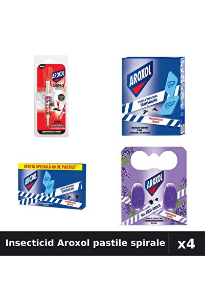 Aroxol Pachet 4 Insecticid Pastile Spirale - 2, 30, 60 bucati, 5g - Protectie...