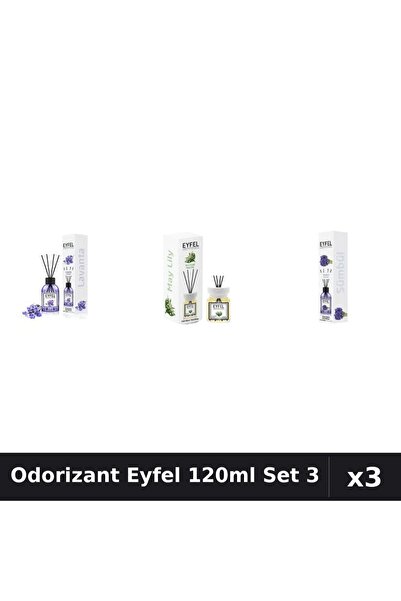Eyfel Set 3 Odorizant Camera Betisoare 120ml - Lavanda, Lacramioare, Zambile