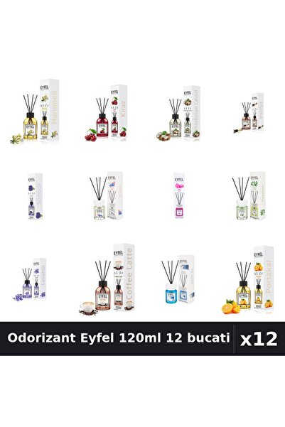 Eyfel Set 12 Odorizant Camera Betisoare 120ml - 12 Arome Asortate Parfum