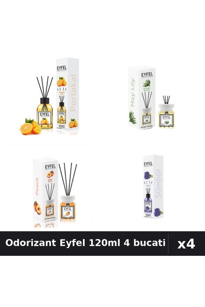Eyfel Set 4 Odorizant Camera Betisoare 120ml - Portocala, Lacramioare, Piersi...