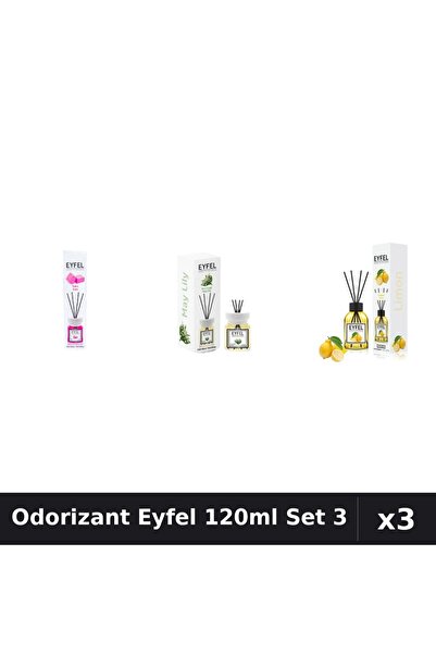 Eyfel Set 3 Odorizant Camera Betisoare 120ml - Bubble Gum, Lacramioare, Lamaie