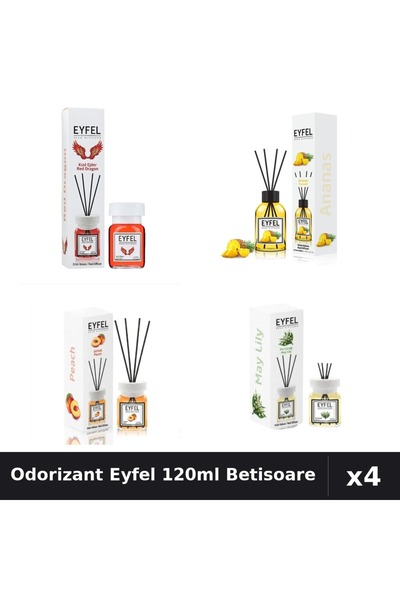 Eyfel Set 4 Odorizant Camera Betisoare 120ml - Red Dragon, Ananas, Piersica, ...