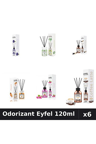 Eyfel Set 6 Odorizante Camera Betisoare - 6 Arome Asortate, 120ml Parfum