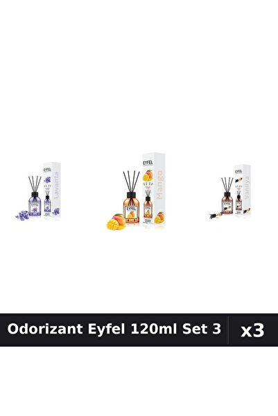 Eyfel Set 3 Odorizant Camera Betisoare 120ml - Lavanda, Mango, Vanilie
