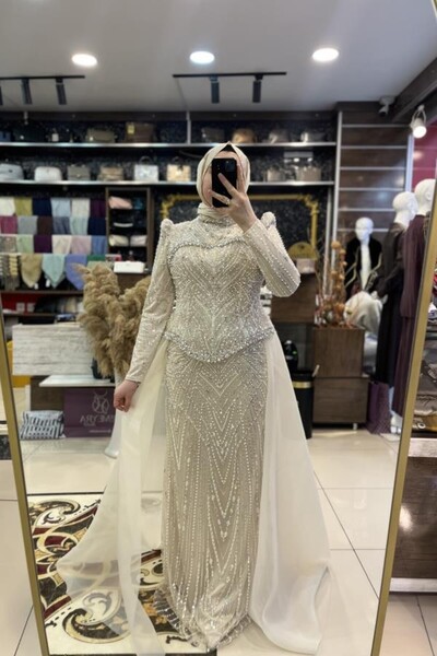 HÜMEYRA BUTİK Taş Boncuk İşlemeli Korsajlı Abiye